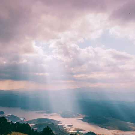 mountains with crepuscular ray